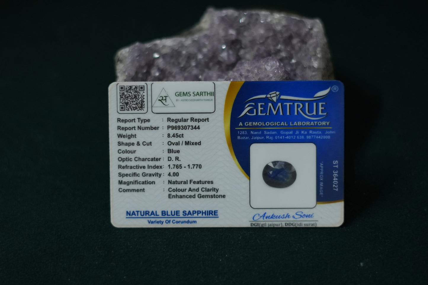 NEELAM BLUE SAPPHIRE 8.45 CARAT( BANGKOK )