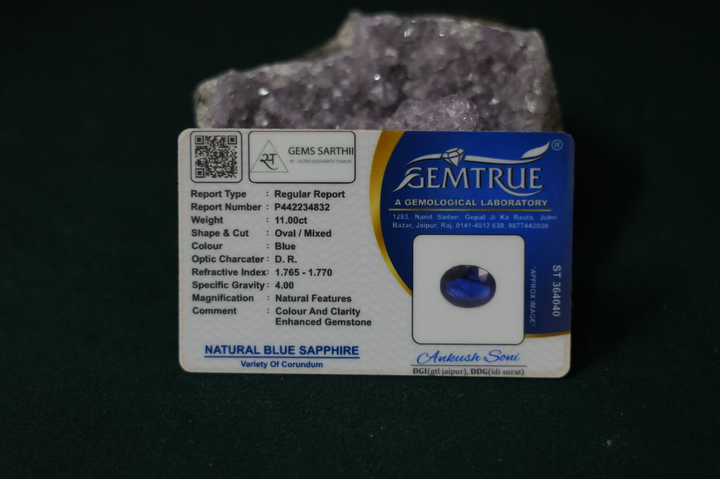 NEELAM BLUE SAPPHIRE 11 CARAT( BANGKOK )