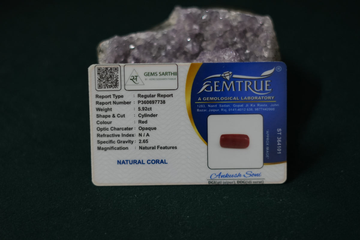 MOONGA (RED CORAL) 5.92 CARAT/6.5 RATTI - ITALY