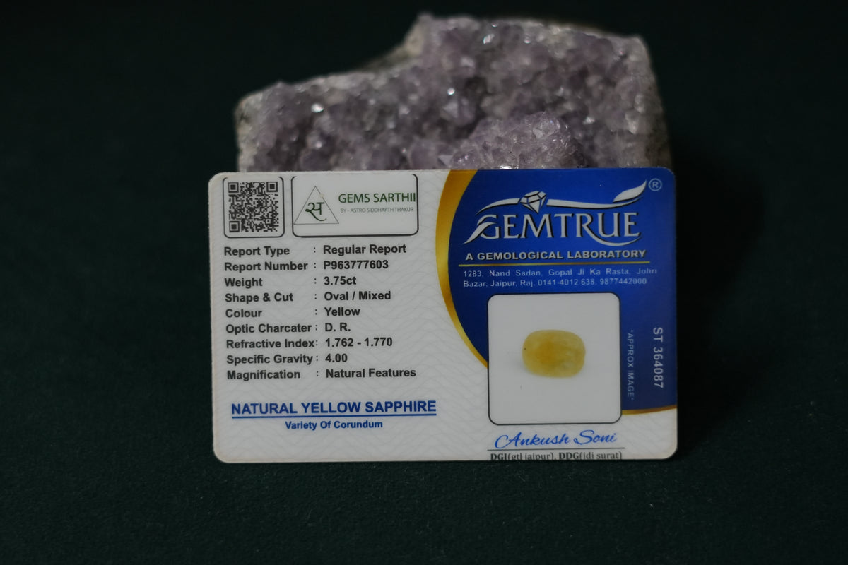 PUKHRAJ (YELLOW SAPPHIRE) 3.75 CARAT- SRILANKAN