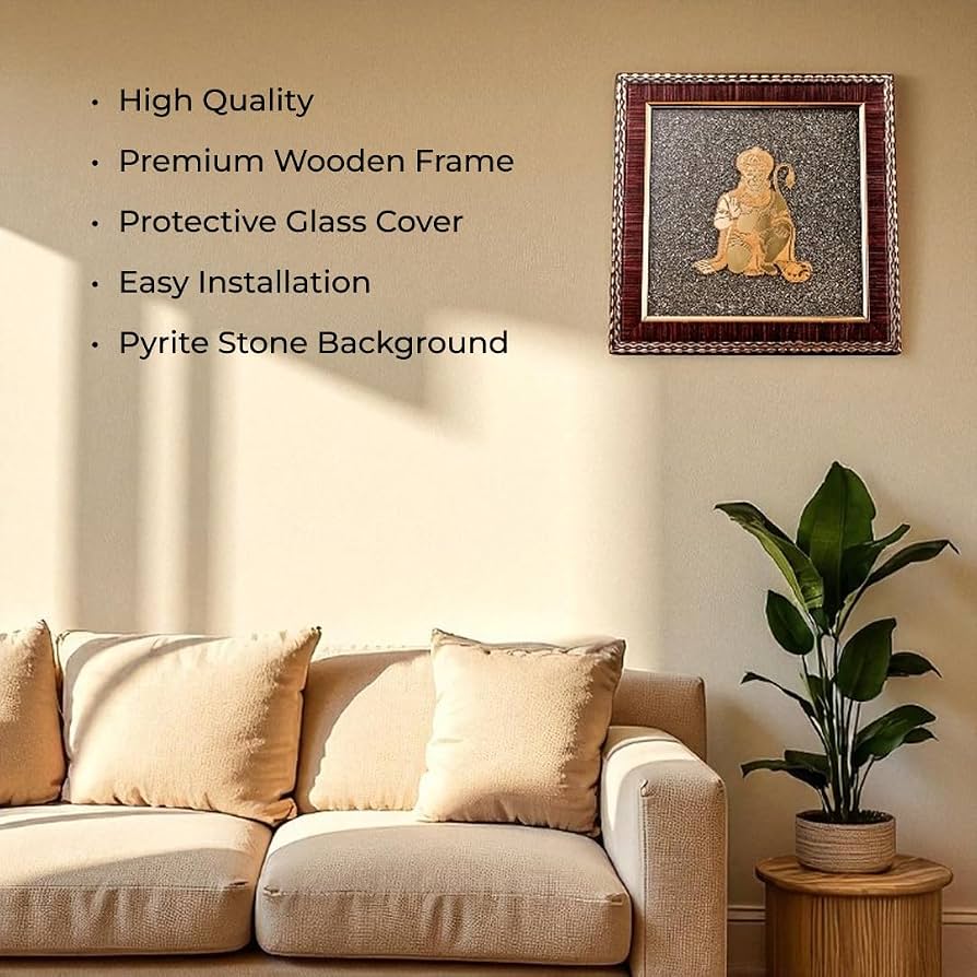 Siddha hanuman ji raw pyrite frame