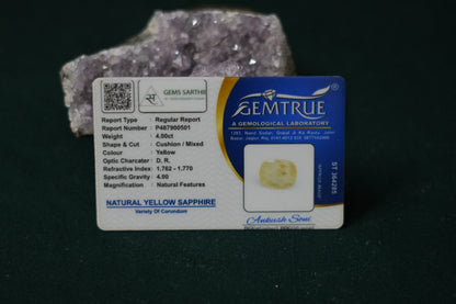 CEYLONESE YELLOW SAPPHIRE PUKRAJ 4 CARAT