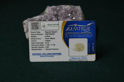 CEYLONESE YELLOW SAPPHIRE PUKHRAJ 6.02 CARAT