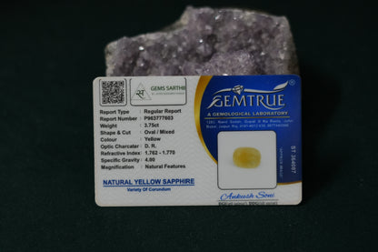 PUKHRAJ (YELLOW SAPPHIRE) 3.75 CARAT- SRILANKAN