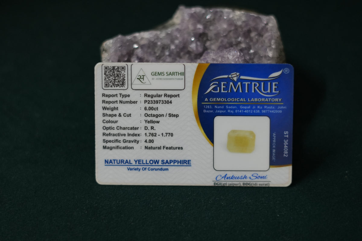PUKHRAJ (YELLOW SAPPHIRE) 6 CARAT- SRILANKAN