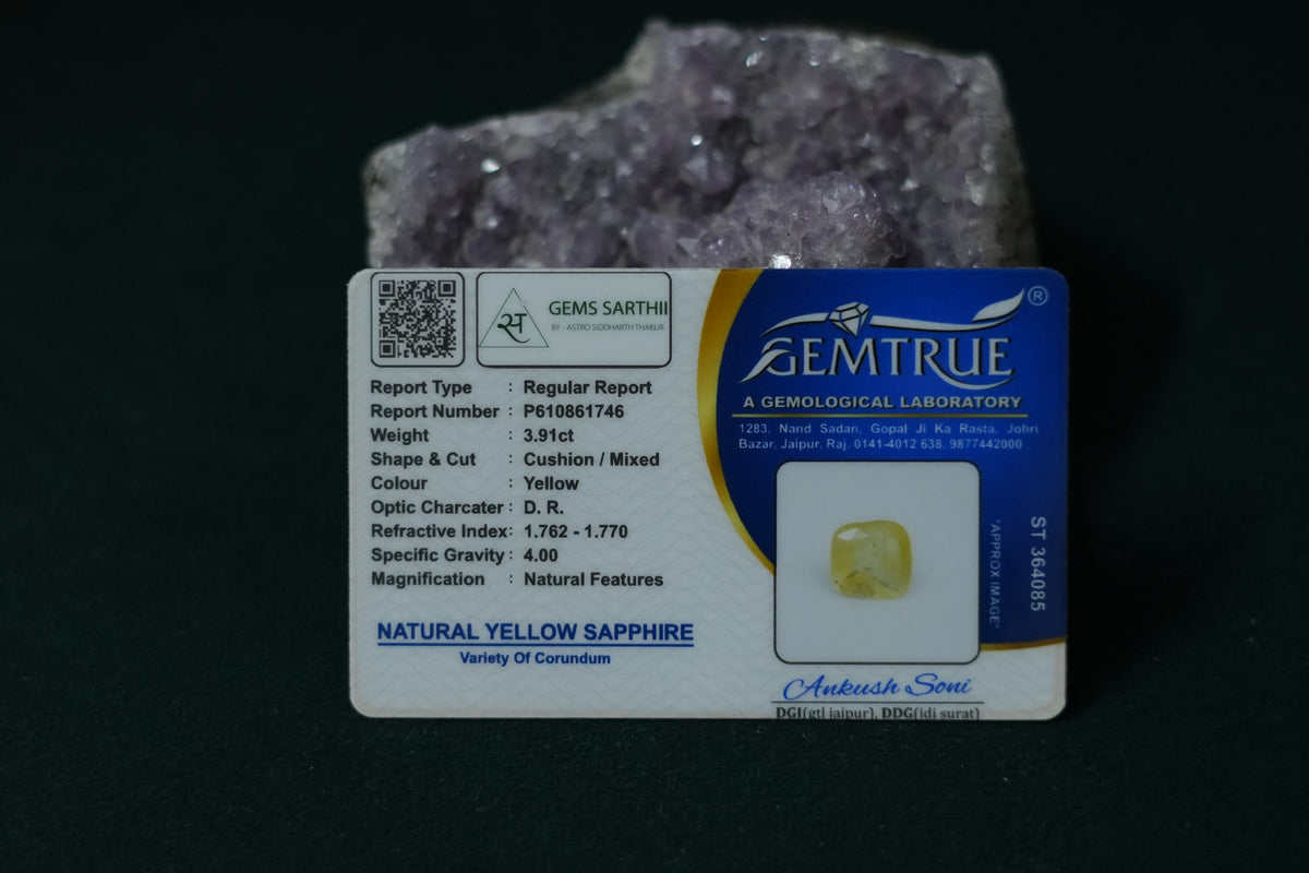 PUKHRAJ (YELLOW SAPPHIRE) 3.91 CARAT- SRILANKAN