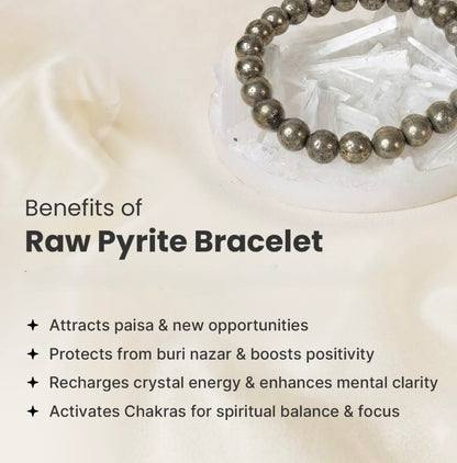 Natural Pyrite Bracelet for Wealth, Prosperity & Protection