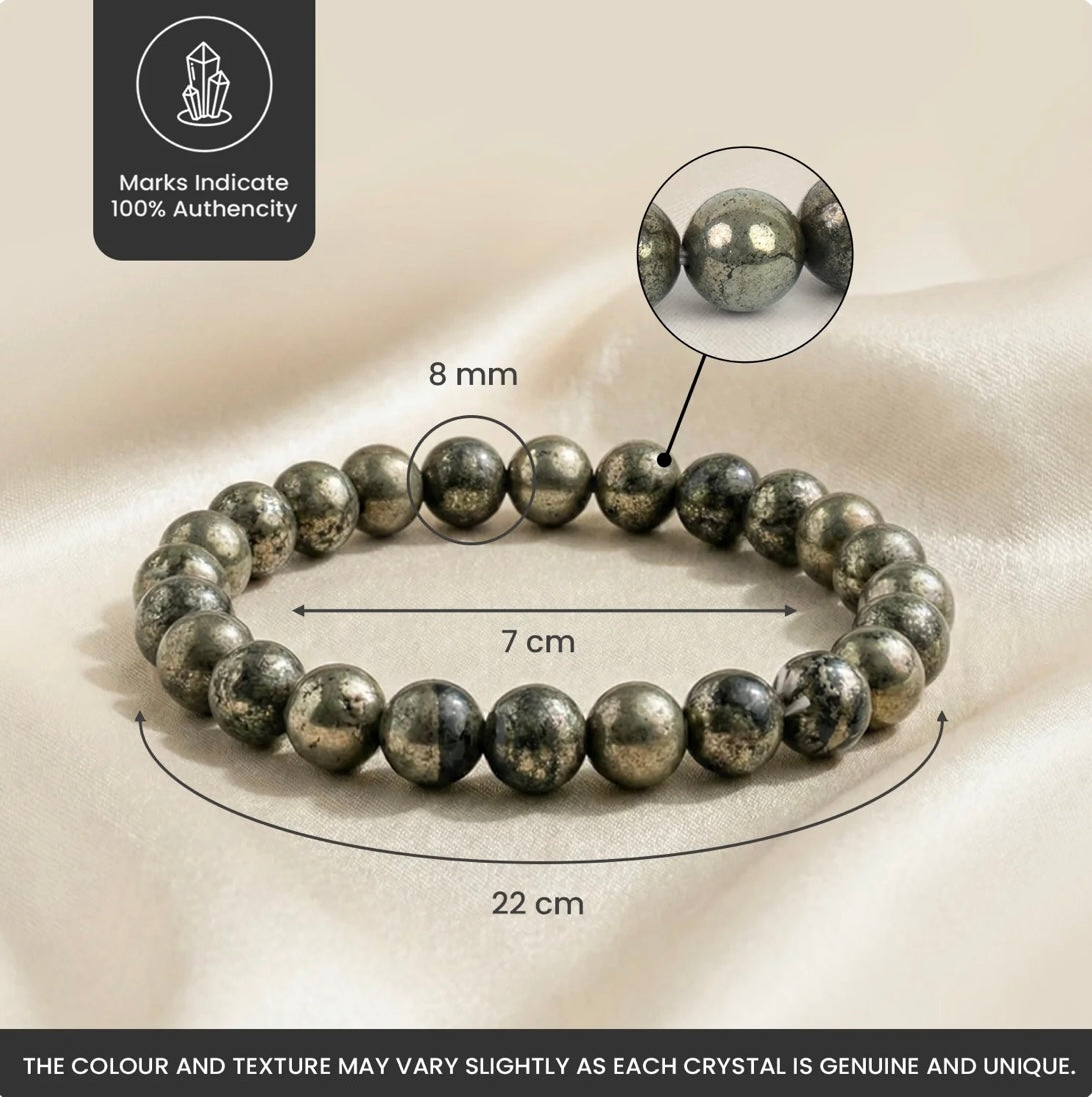 Natural Pyrite Bracelet for Wealth, Prosperity & Protection