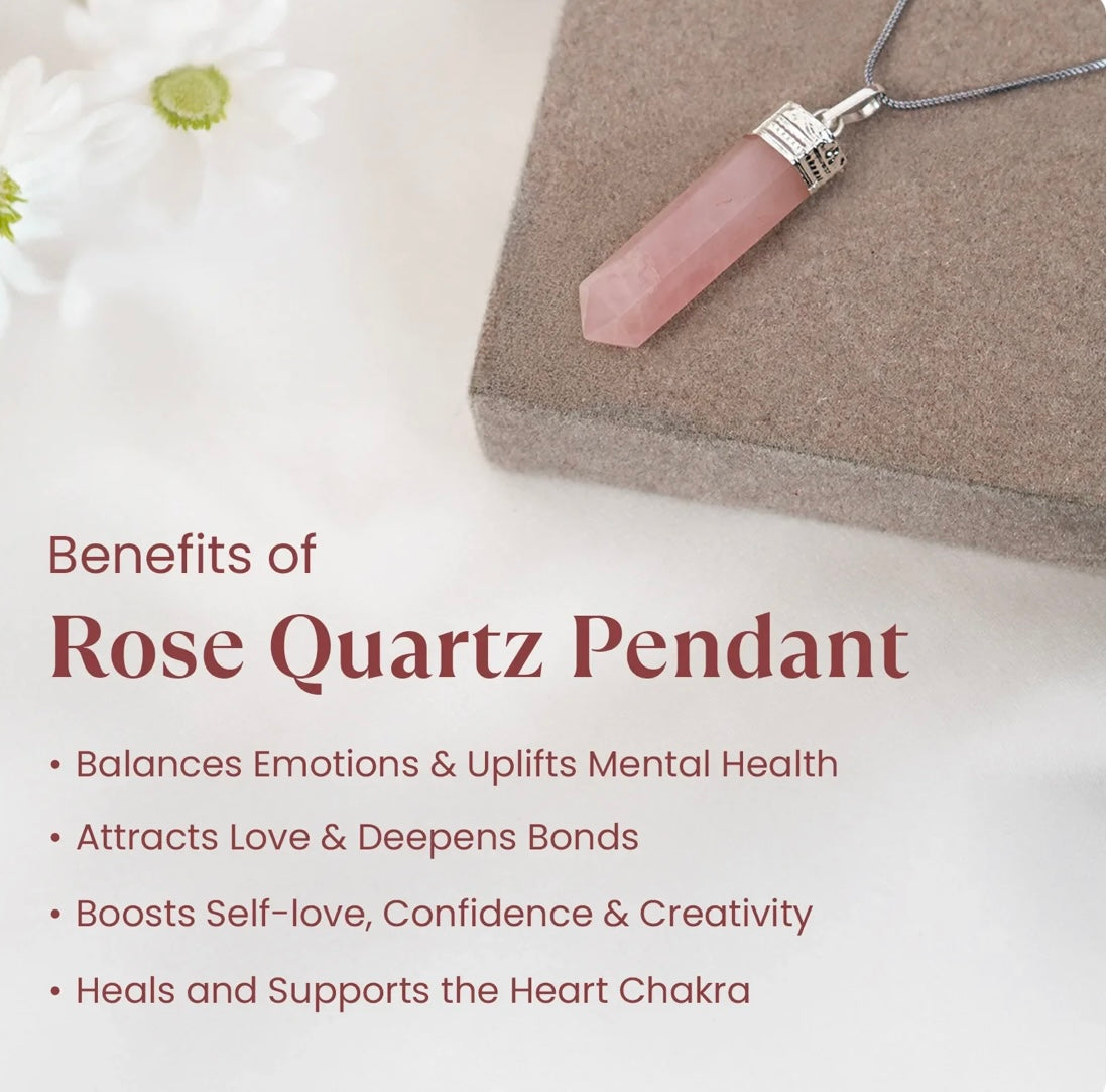 Love Attraction Rose Quartz Pencil Pendant
