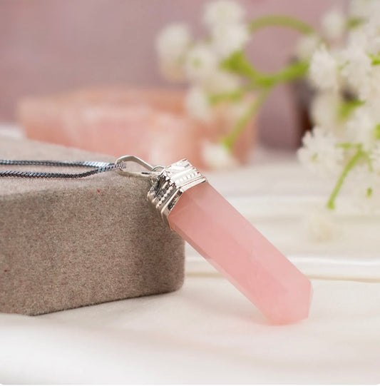 Love Attraction Rose Quartz Pencil Pendant