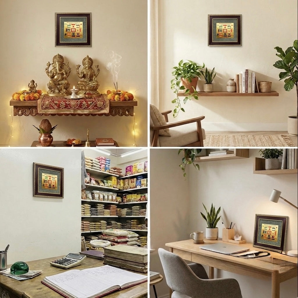 Vastu dosh nivaran yantra on raw pyrite frame