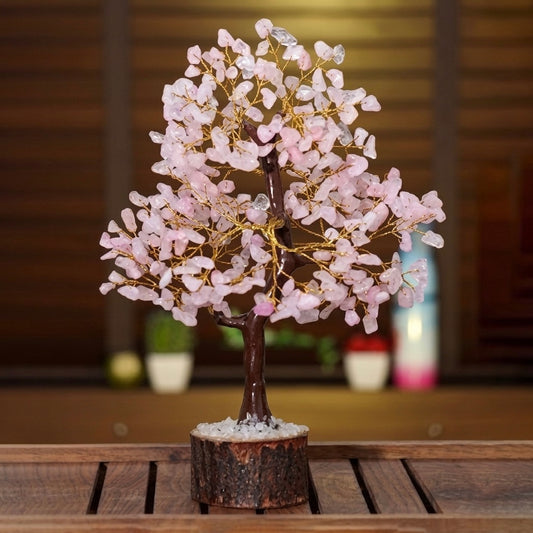 Love attraction Rose quartz crystal tree