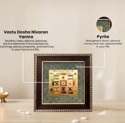 Vastu dosh nivaran yantra on raw pyrite frame