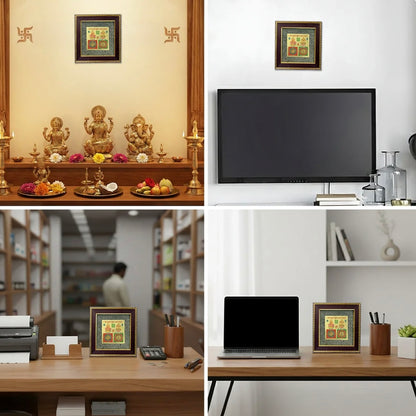 Lakshmi Kuber Yantra on Raw Pyrite Frame