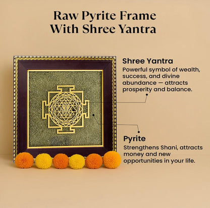 Shree Yantra on Raw Pyrite Frame