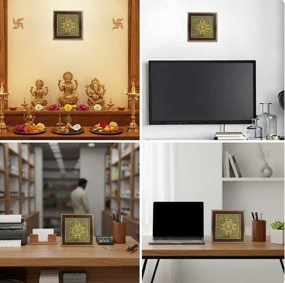 Shree Yantra on Raw Pyrite Frame