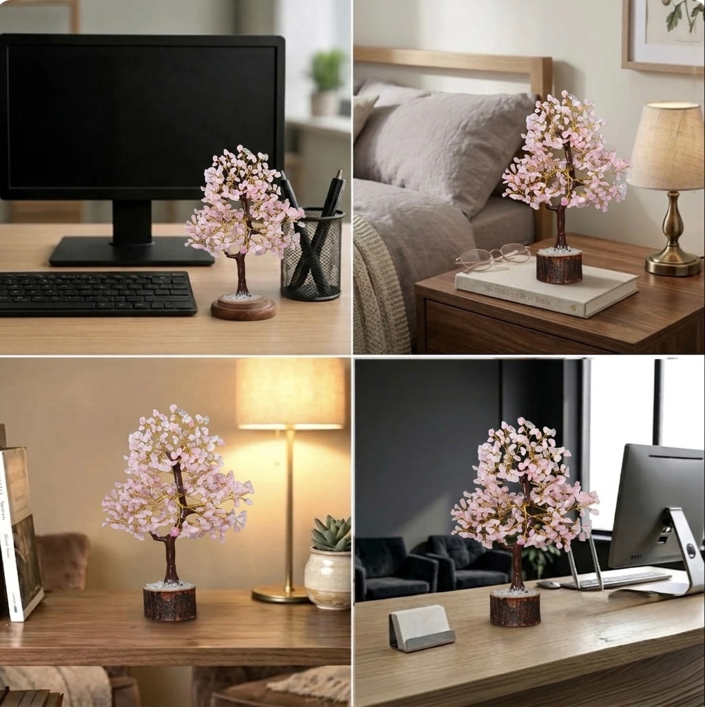 Love attraction Rose quartz crystal tree