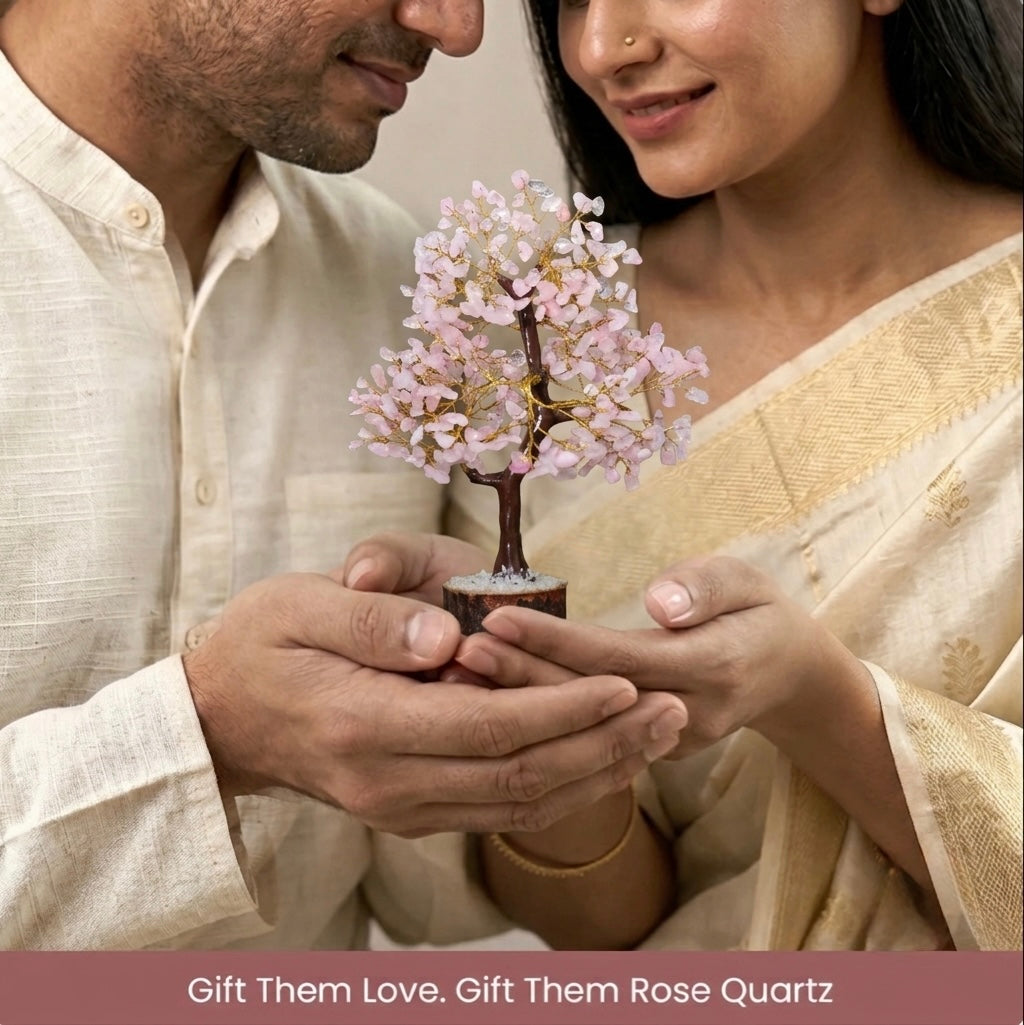 Love attraction Rose quartz crystal tree