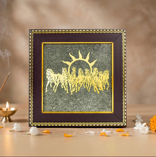 7 horses on raw pyrite frame
