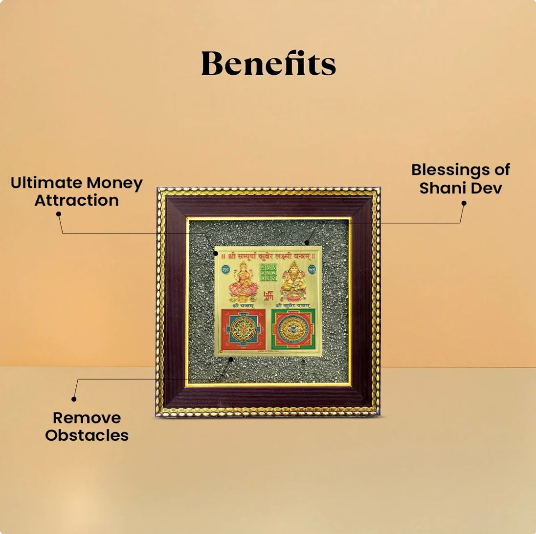 Lakshmi Kuber Yantra on Raw Pyrite Frame