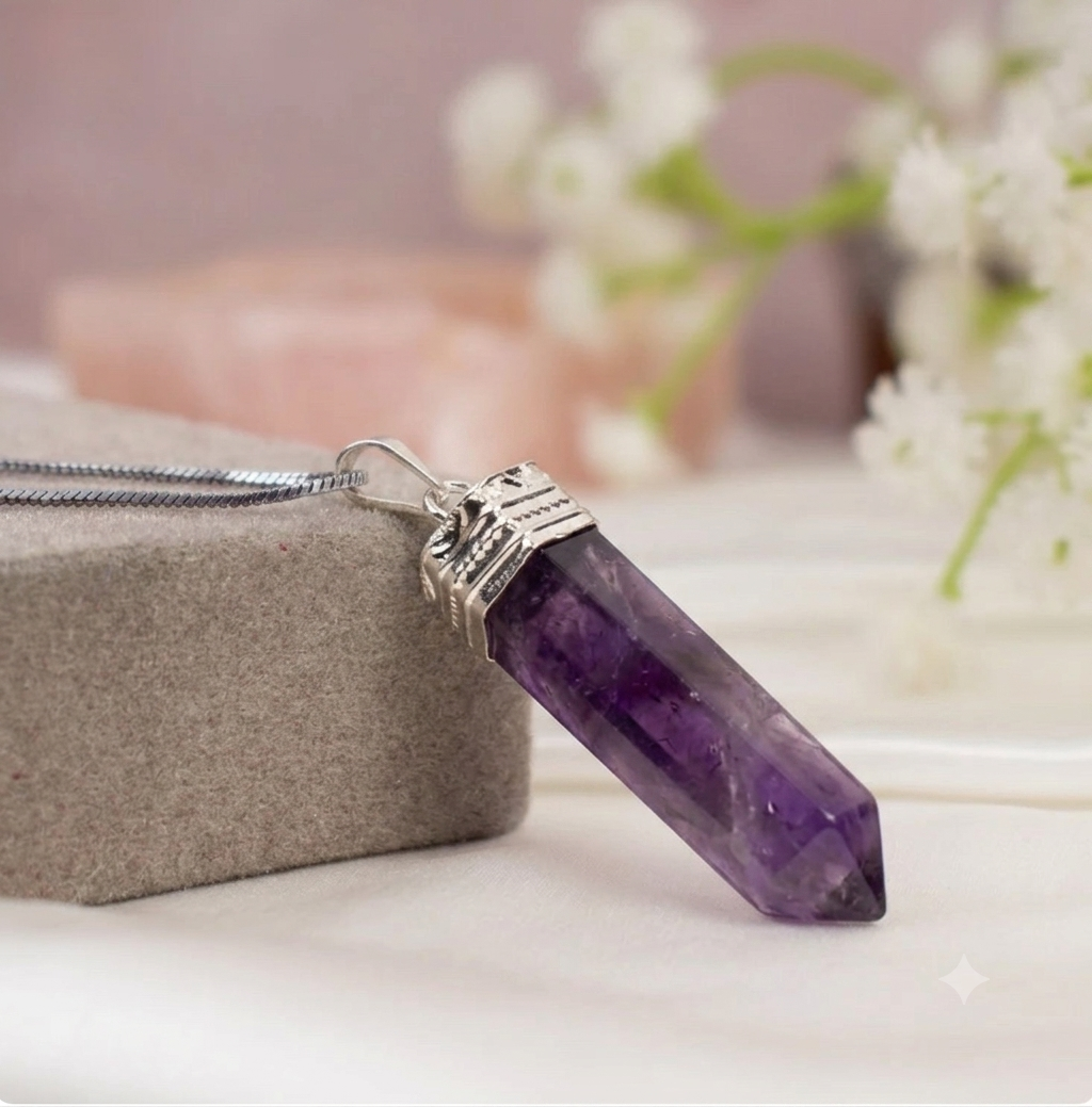 Intuition & Peace Amethyst Pencil Pendant