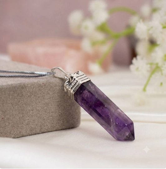 Intuition & Peace Amethyst Pencil Pendant