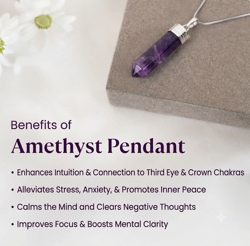 Intuition & Peace Amethyst Pencil Pendant