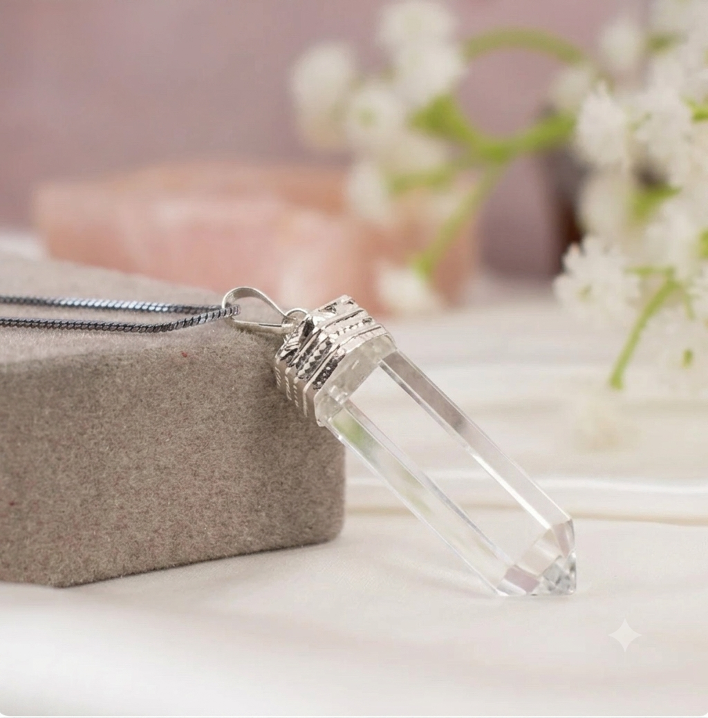 Master Healer Clear Quartz Pencil Pendant