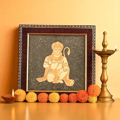 Siddha hanuman ji raw pyrite frame