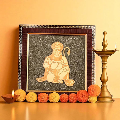 Siddha hanuman ji raw pyrite frame