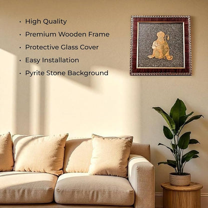 Siddha hanuman ji raw pyrite frame