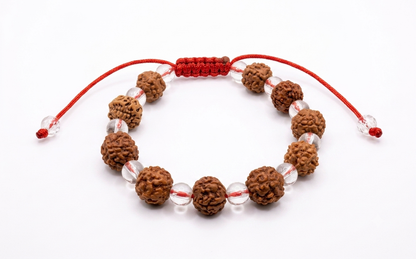 Rudraksh bracelet with crystal for men & women- 5 mukhi & clear quartz