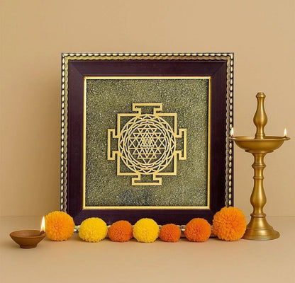 Maha Lakshmi Siddh Shree Yantra on Raw Pyrite Frame